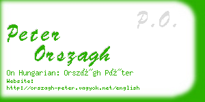 peter orszagh business card